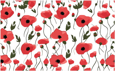 Seamless pattern with poppies