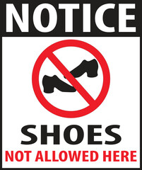 Shoes not allowed here sign vector