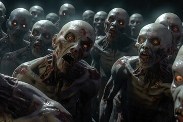 Ultra-Realistic Zombies with Glowing Eyes, No Skin, Mummy-Like, Halloween Film Quality Inspired Scare, Evil Creatures