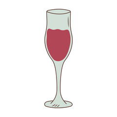 Glass of wine. Classical alcoholic drink. Hand drawn illustration in doodle style.