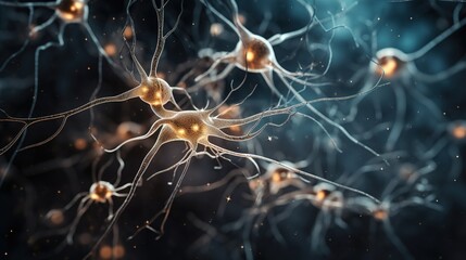 Human brain cell neuron cells close up microscopic view Generative AI