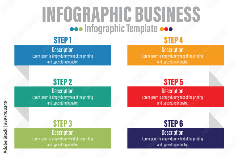 Poster six rectangle timeline steps or option workflow infographic plan concept design vector with icons. b