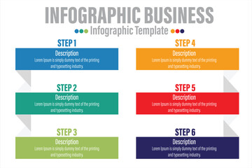 Six rectangle timeline steps or option workflow infographic plan concept design vector with icons. Business roadmap timeline network project template for presentation and report.