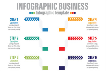 6 Step and Six Option colorful infographics elements. Vector illustration.