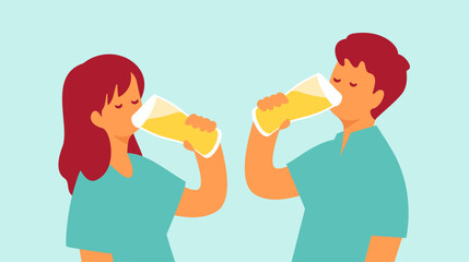 Men and women drinking beer