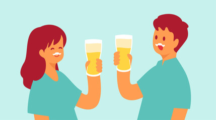 Men and women who enjoy beer with foam mustaches