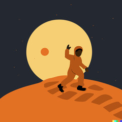 Astronaut on the Moon Vector Illustration 
