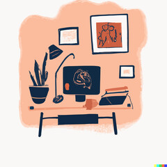 Office Desk Vector Illustration