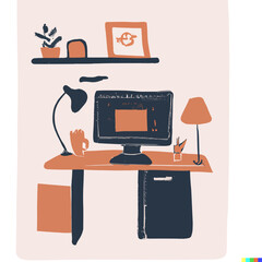 Office Desk Vector Illustration