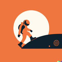 Astronaut on the Moon Vector Illustration 