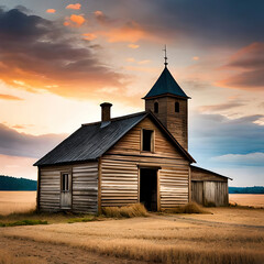 An abandoned farm, with wilted crops and dry, cracked soil by drought, no water.