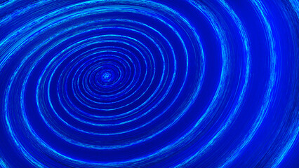 Energy Vortex. Liquid hypnotic looped aqua swirl turning. Luminous whirlpool. Abstract digital swirl. Rotating swirling shapes particles. 3D.