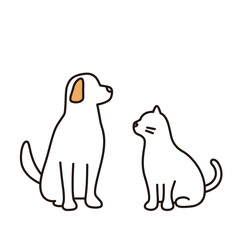 お座りする犬と猫　横向き