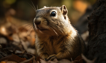 Naklejka na ściany i meble sunset photo of ground squirrel in its natural habitat. Generative AI