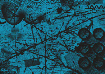 Aesthetic dotted design element. Duo tone poster . Modern art .Abstract composition . Half tone background. Halftone dots texture effect .Contemporary vector design