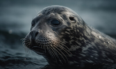 Fototapeta premium close up photo of gray seal in its natural habitat. Generative AI