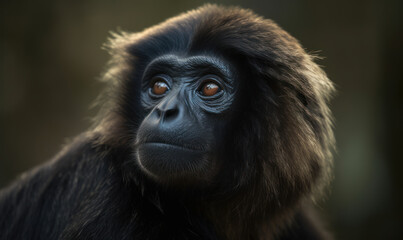 photo of gibbon in its natural habitat. Generative AI