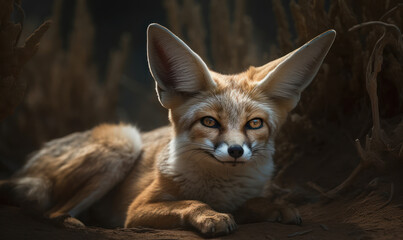 photo of fennec in its natural habitat. Generative AI