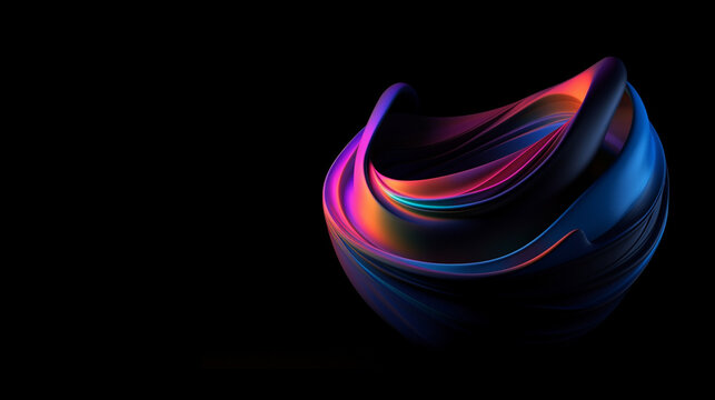 Web, website, design, beautiful abstract form on a black background. AI generated.