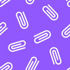 Purple seamless pattern with white paperclip