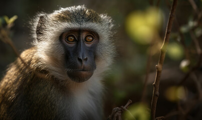 Fototapeta premium photo of grivet in its natural habitat. Generative AI