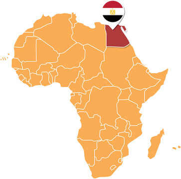 Egypt map in Africa, Egypt location and flags.