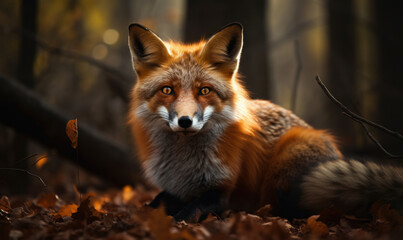 Obraz premium photo of fox in its natural habitat. Generative AI