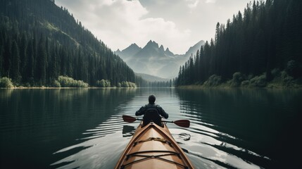 canoe on lake generative ai