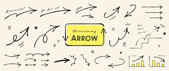 set of simple hand drawn arrows