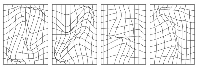 Obraz premium Grids.Futuristic design elements.Y2k aesthetic.Shape set y2k style for banner.Shape set y2k style for decoaration.Shape set y2k style for poster. Simple shapes.Trendy 90s.Trendy geometric forms.