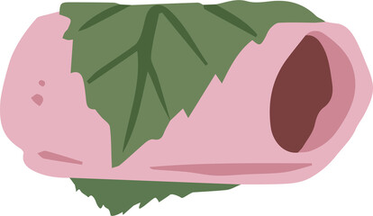 Japanese wagashi sakura cake illustration