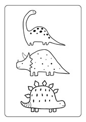 dinosaur coloring page book for children girl kids with cute t rex brontosaurus cartoon vector illustration printable theme © Mietsaq