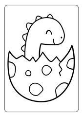 dinosaur coloring page book for children girl kids with cute t rex brontosaurus cartoon vector illustration printable theme © Mietsaq
