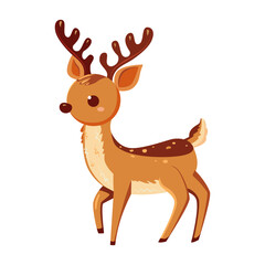 Reindeer. Baby deer on white background. Cute, kind, cartoon, simple vector image. Used for printing, web design, stickers. 