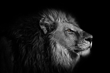 Fototapeta na wymiar lion head portrait black and white
