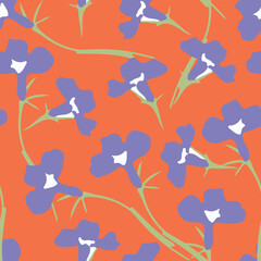seamless hand drawn lobelia flower pattern background for fashion fabric
