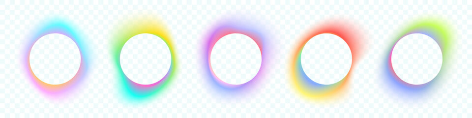 Color gradient circle backgrounds, abstract colors blend mesh with soft neon light, vector shapes. Color blend gradation texture. Logo template © Ron Dale