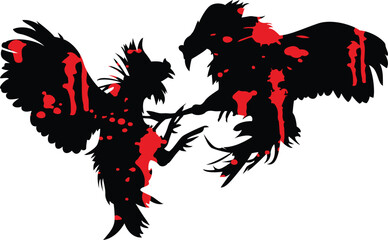 blood spattered rooster fight © Vectors