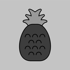 Pineapple tropical fruit vector grayscale icon