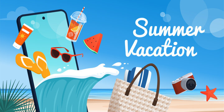 Travel booking app: summer and vacations banner