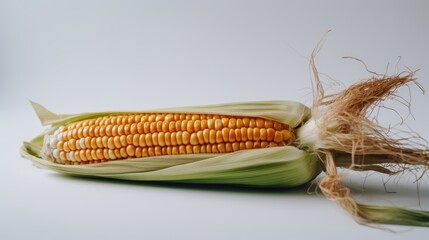 Vivid Natural Corn, Intricate Detailing, Fresh Harvest, Isolated on White Backdrop, Nutritious Farming Abundance, Generative AI Illustration