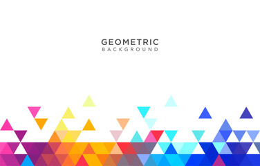 Abstract geometric white background with colorfull triangle shapes