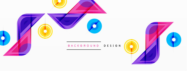 Colorful triangles and round shapes background. Template for wallpaper, banner, presentation, background