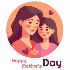 Obraz na płótnie Canvas Vector flat design mother love his girl with orange background isolated on white. Happy mother's day celebrate. Best for greeting cards, banner, poster and more
