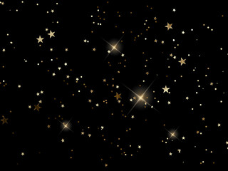 Golden start on a black background. Golden start abstract texture on a black background. Element of design.