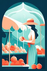 Young woman on a market stall