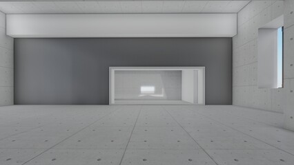 Architecture background empty gray room 3d render