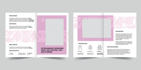 Wedding Planners bifold brochure template. A clean, modern, and high-quality design bifold brochure vector design. Editable and customize template brochure