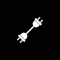 Electric plug icon illustration isolated adapter cable connect on black