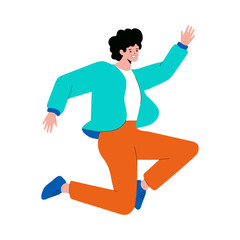 Happy man jumping flat design